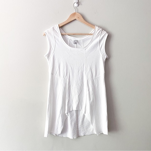 Prana Tops - PrAna Cotton/Linen Blend White Lauriel Raw Edges Asymmetrical Hem Size Small